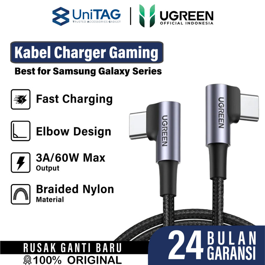 UGREEN Kabel Charger USB C - USB C 60W Gaming Braided 1m - Black US323 70529