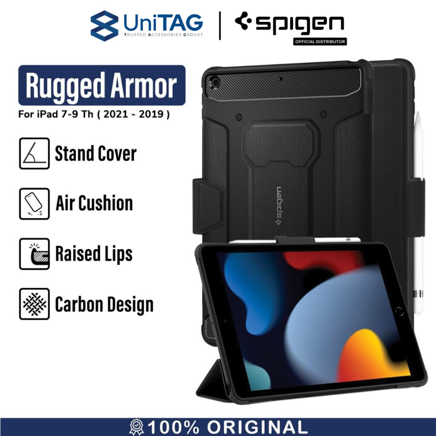 Case iPad 8 / 7 10.2 (2020 2019) Spigen Rugged Armor Pro Carbon Casing