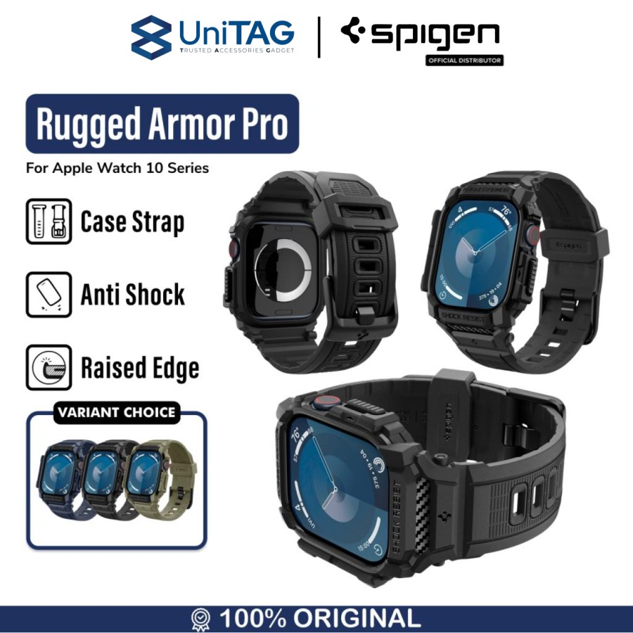 Spigen Apple Watch 10 (46mm) Case Strap Rugged Armor Pro - Matte Black ACS08604