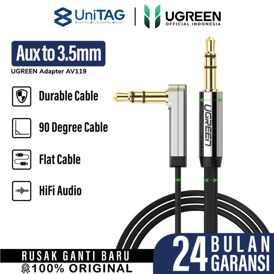 Cable Audio Aux 3.5mm Male to Male UGREEN 90 Degree Auxiliary Kabel
