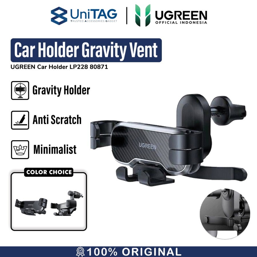 UGREEN Car Holder Air Vent / AC Gravity with Hook - Black LP228 80871