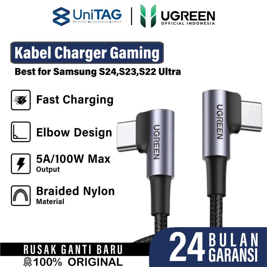 UGREEN Kabel Charger USB C - USB C 100W Gaming Braided 1m - Black US335 70696