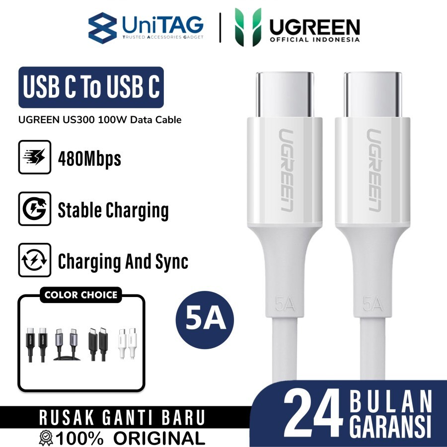 UGREEN Kabel Charger USB C - USB C 100W 2m - White US300 60552