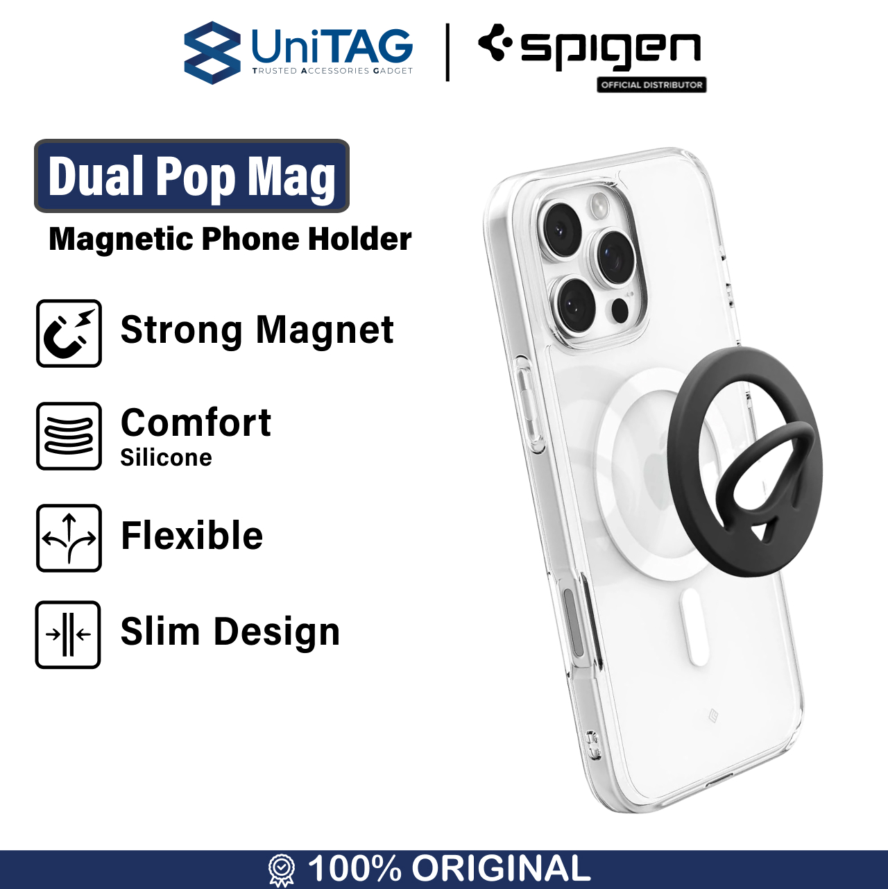 Spigen Magnetic Phone Holder Dual Pop MagFit - Black OM105 AMP08886