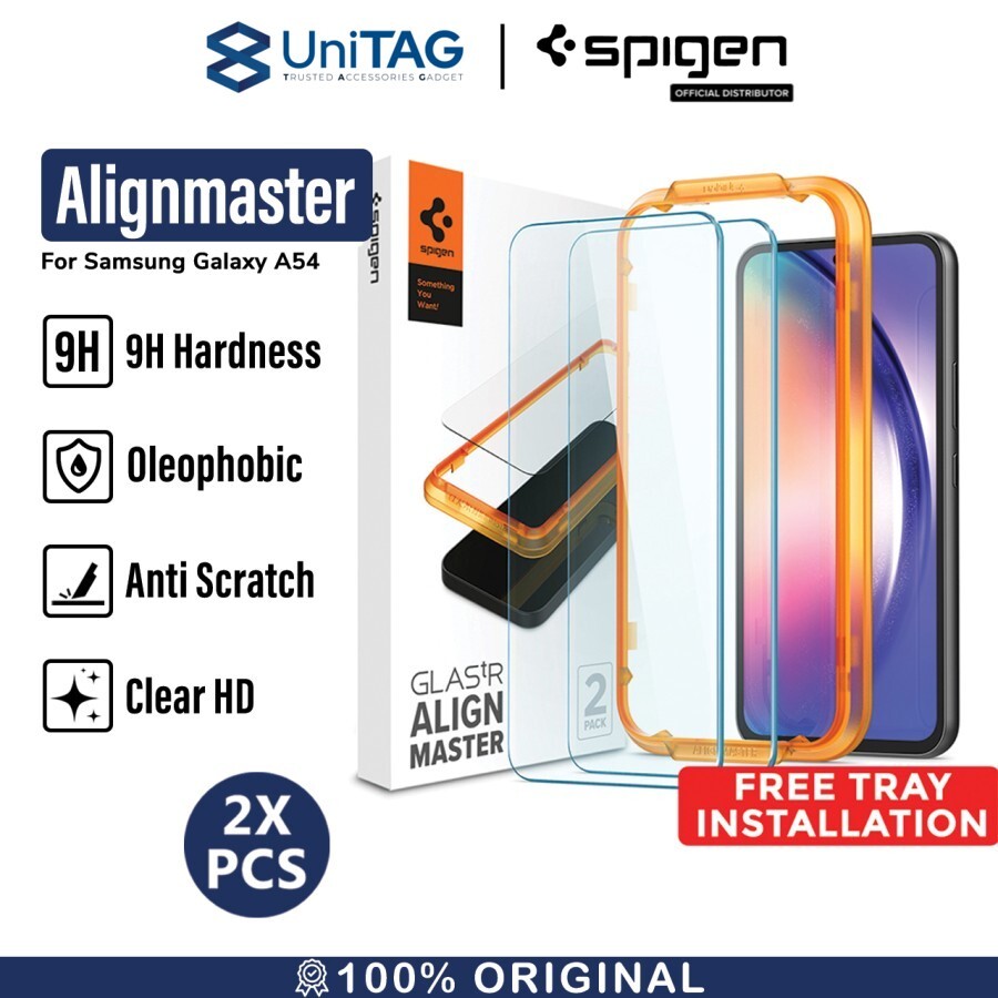 Spigen Galaxy A54 Tempered Glass with Tray 2 Pack GlastR AlignMaster - Transparency AGL05966