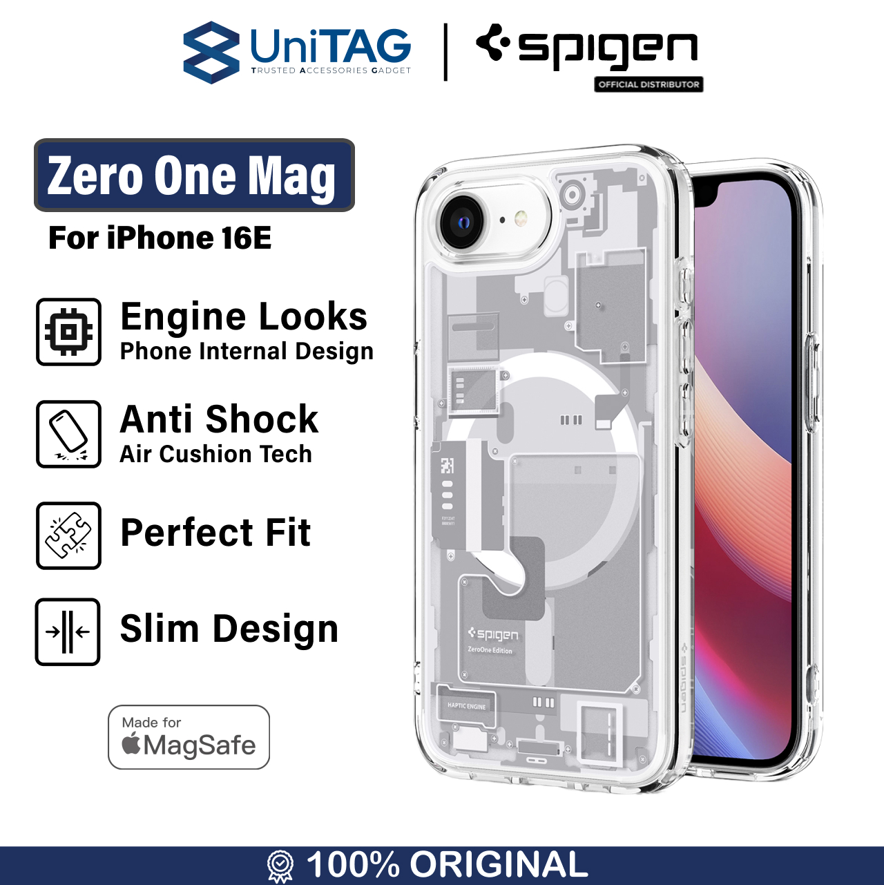 Spigen iPhone 16e Case Magsafe Ultra Hybrid MagFit Zero One - White ACS09142