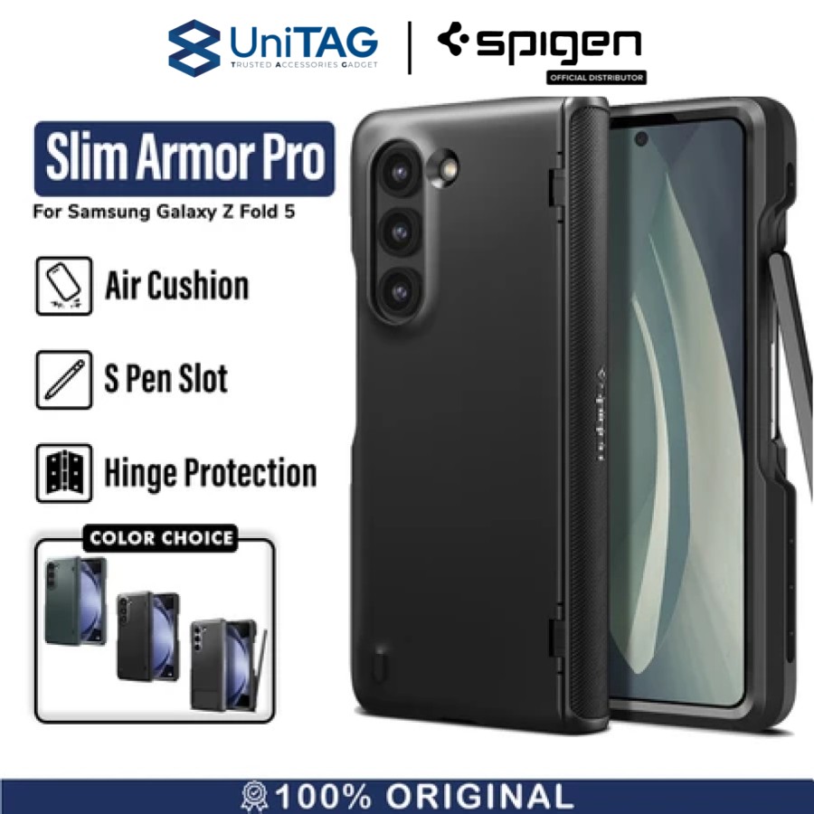 Spigen Galaxy Z Fold 5 Case with Pen Slot Slim Armor Pro P - Black ACS06213