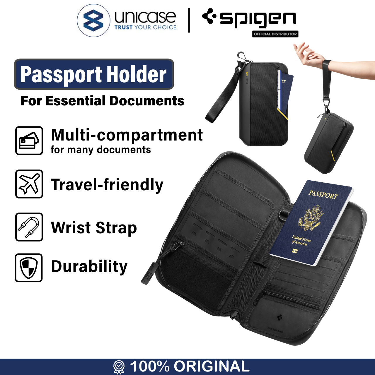 Spigen Passport Holder Passport Pouch Klasden KD500 - Black AFA07574