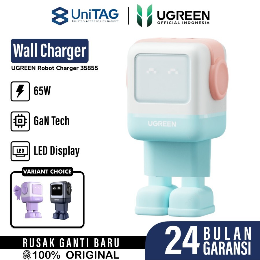 UGREEN Wall Charger 65W 2C1A GaN Nexode Uno - Pink Blue CD361 35855