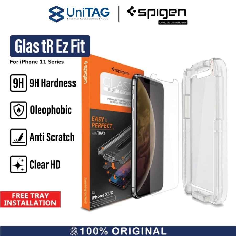 Spigen iPhone 11 / XR Tempered Glass with Tray 1 Pack GlastR EZ Fit - Transparency 064GL24818