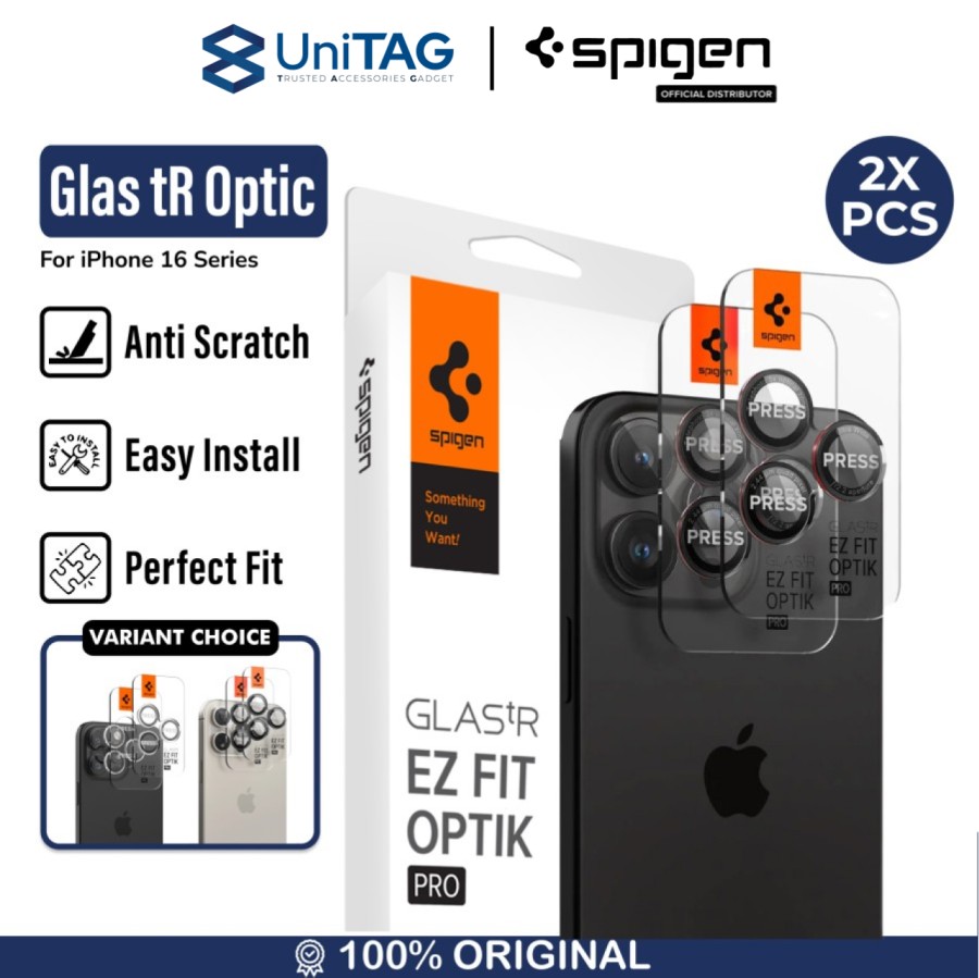 Spigen iPhone 16 Pro Max / 16 Pro Camera Lens Protector with Tray 2 Pack GlastR EZ Fit Optik Pro - L-Series AGL05217-OLD