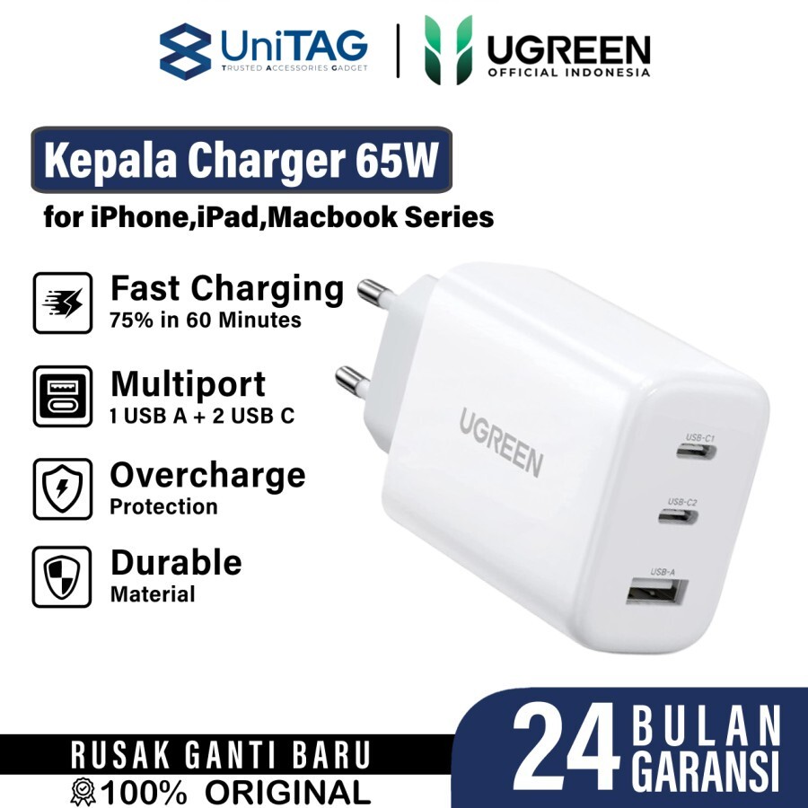 UGREEN Wall Charger 65W 1A 2C - White CD275 90496