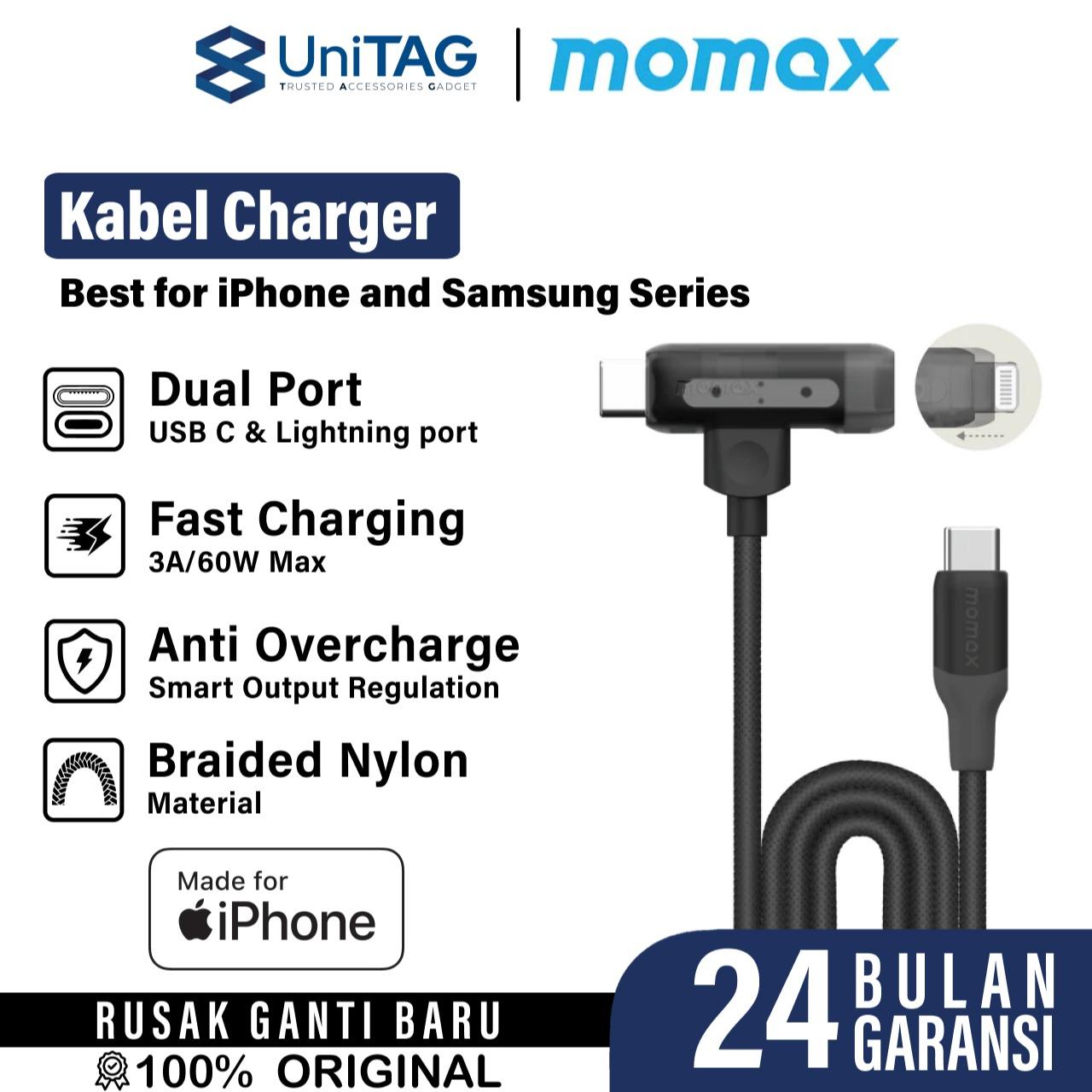 Cable Data USB C Lightning 2 in 1 Momax 1-Link Flow PD Kabel Charging
