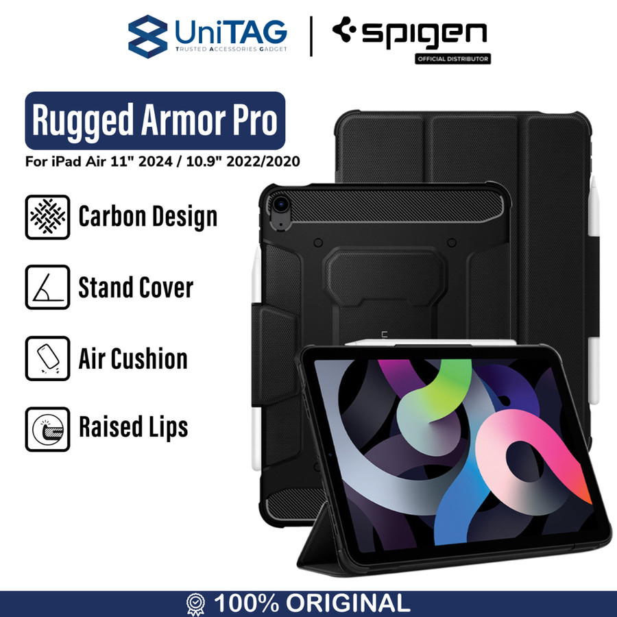 Spigen iPad Air 11" (2025 / 2024) / 10.9" (2022 / 2020) Case Rugged Armor Pro - Black ACS02054