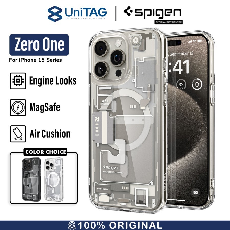 Spigen iPhone 15 Pro Case Magsafe Ultra Hybrid MagFit Zero One - Natural Titanium ACS07216