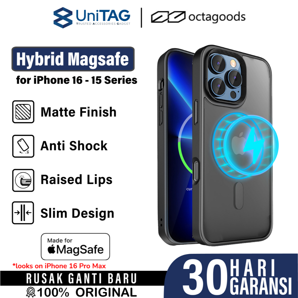 Octagoods iPhone 15 Plus Case Magsafe Hybrid Magsafe - Frosted Black K32047