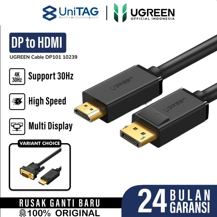 Cable Display Port 1.2 /HDMI 1.4 to DP /HDMI Ugreen 4K/1080P HDR Kabel
