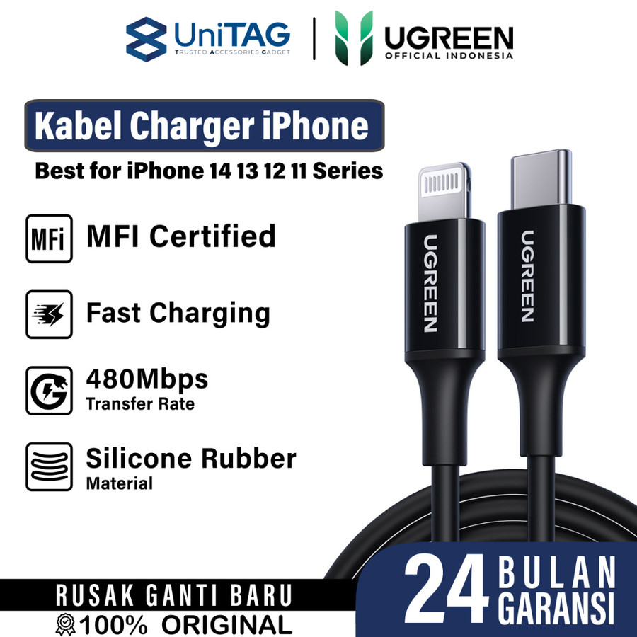 UGREEN Kabel Charger Lightning - USB C 3A 1m - Black US171 60751