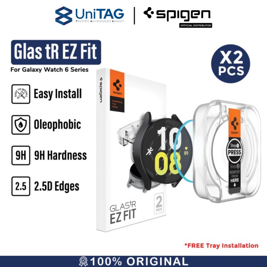 Spigen Galaxy Watch 6 (40mm) Tempered Glass with Tray 2 Pack GlastR EZ Fit - Transparency AGL06522