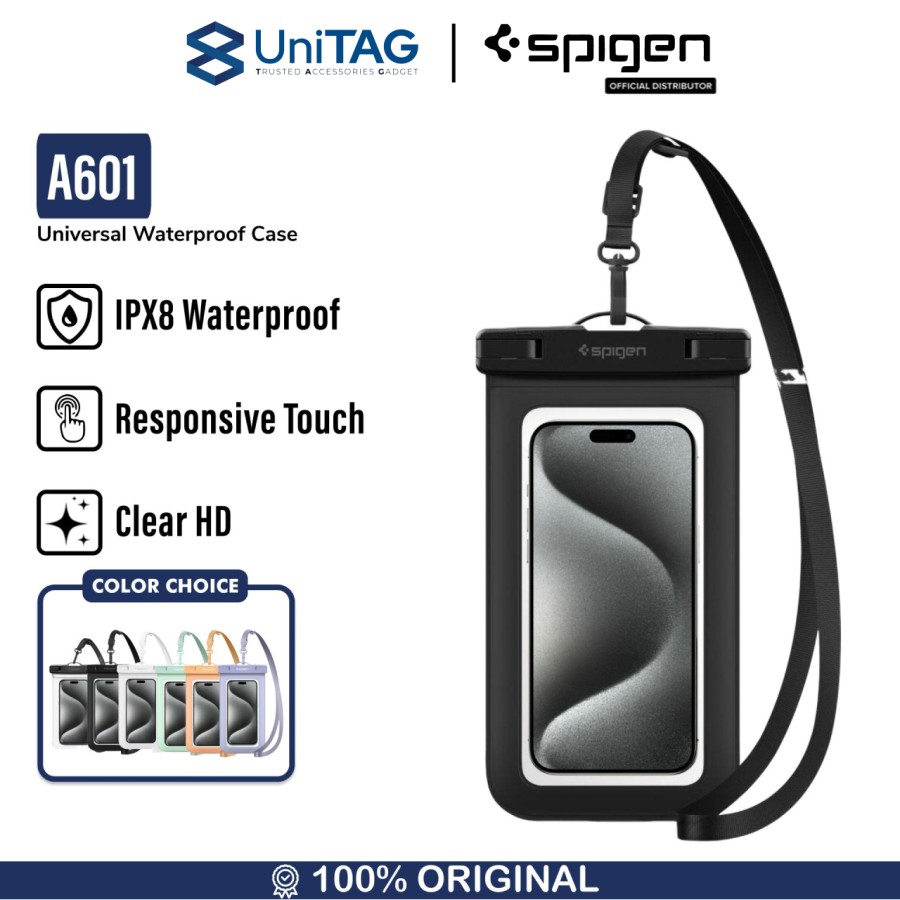 Spigen Waterproof Case Aqua Shield Waterproof Phone Case - Black A601 AMP04525
