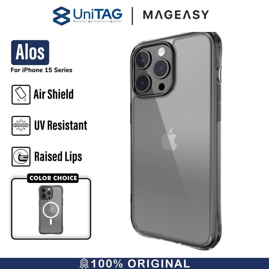 Case iPhone 15 Pro Max Plus MagEasy Alos MagSafe Clear Cover Casing