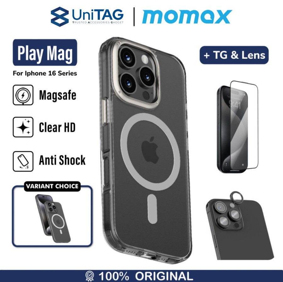 Momax iPhone 16 Pro Max Case Bundle Tempered Glass + Lens Protector Gift Set CaseForm Play - MXAP24XLTGS