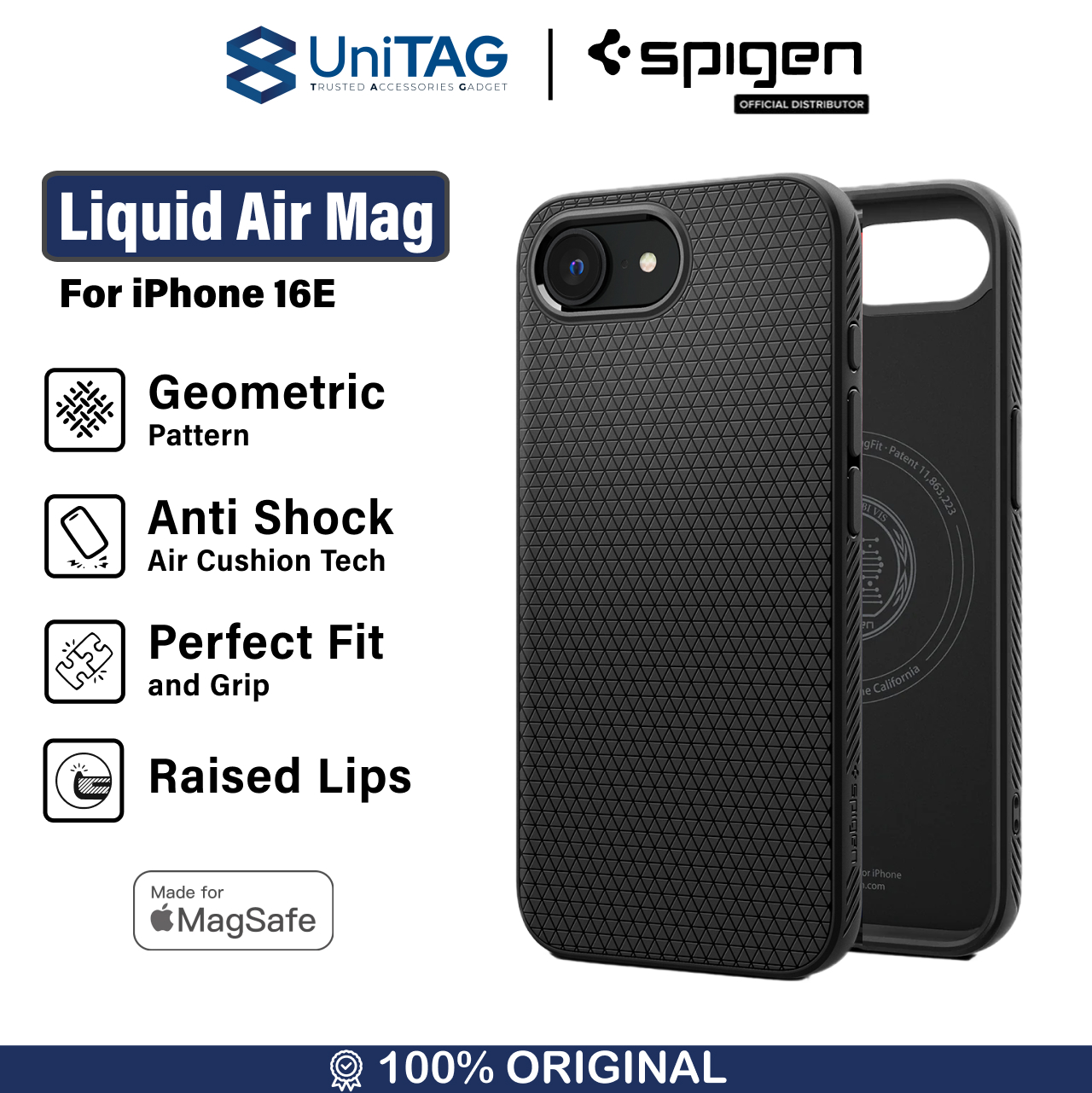 Spigen iPhone 16e Case Magsafe Liquid Air MagFit - Matte Black ACS09151
