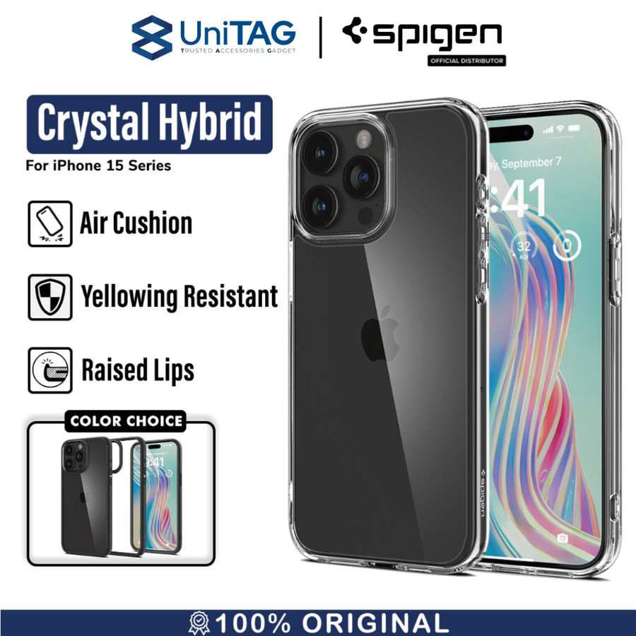 Spigen iPhone 15 Pro Max Case Crystal Hybrid - Crystal Clear ACS06446 (Offline SKU)