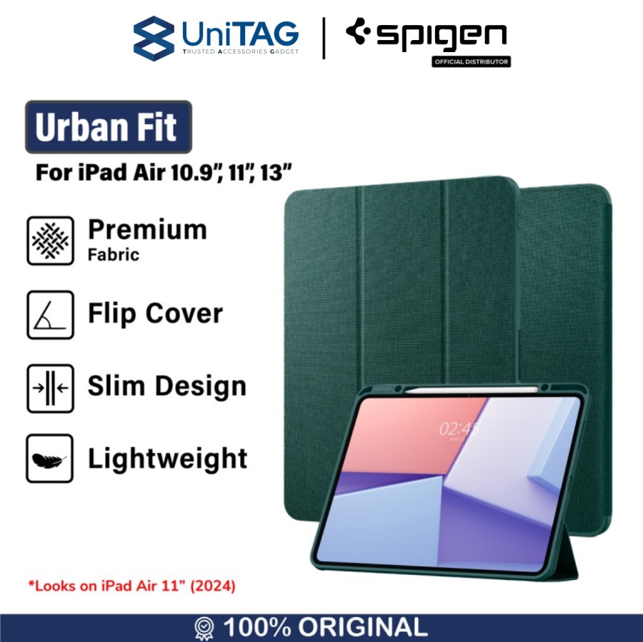 Spigen iPad Air 11" (2025 / 2024) / 10.9" (2022 / 2020) Case Urban Fit - Midnight Green ACS07755