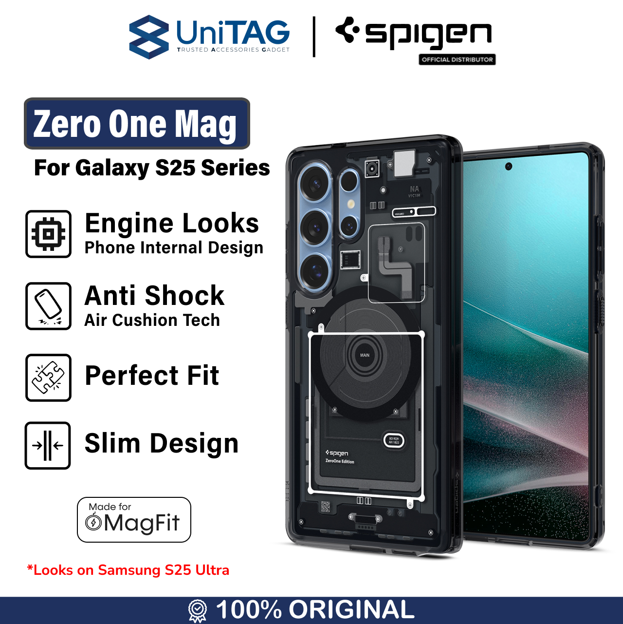 Spigen Galaxy S25 Ultra Case Magsafe Ultra Hybrid MagFit Zero One - Black ACS08957