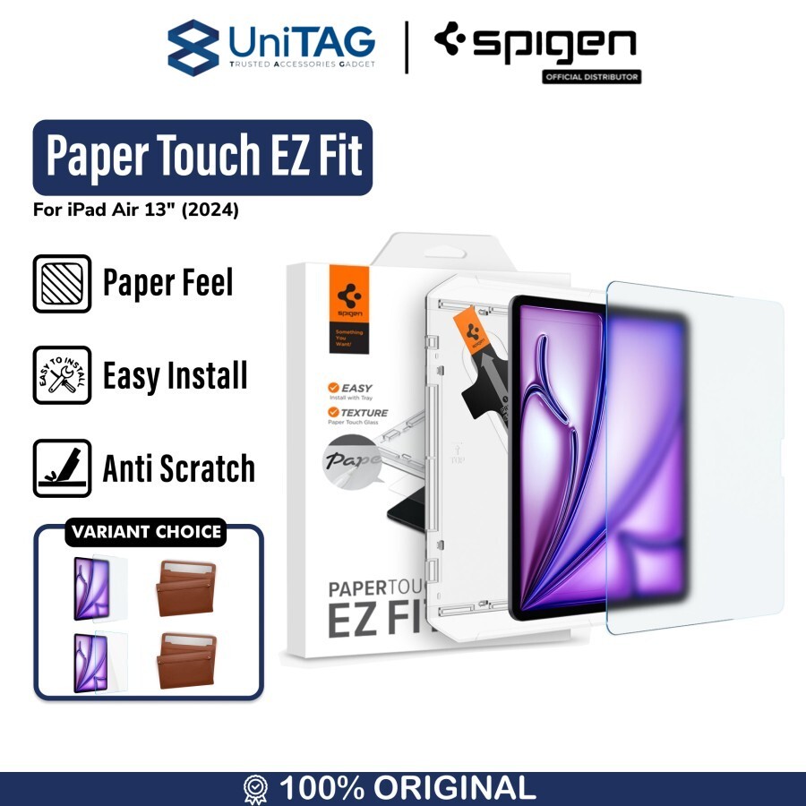 Spigen iPad Air 13" (2025 / 2024) Screen Protector Paperlike with Tray 1 Pack Paper Touch EZ Fit - Transparency AGL07804