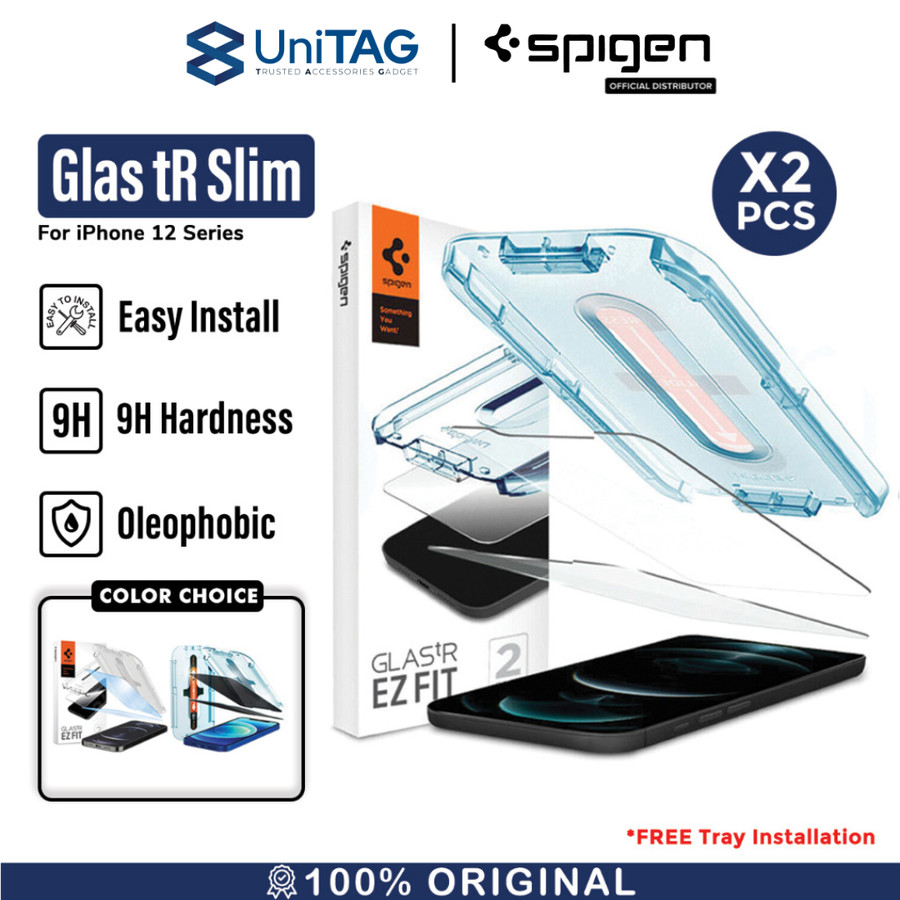Spigen iPhone 12 Pro Max Tempered Glass with Tray 2 Pack GlastR EZ Fit - Transparency AGL01791