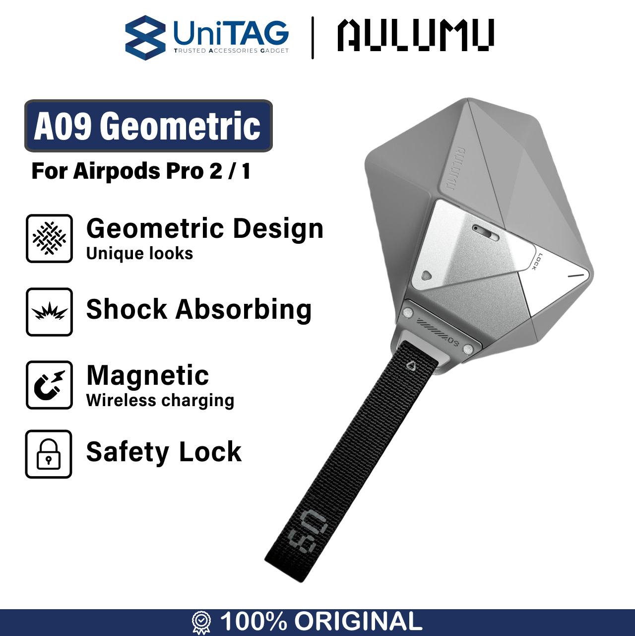 Aulumu Airpods Pro Case A09 Geometric - Gray UA-A09-GR