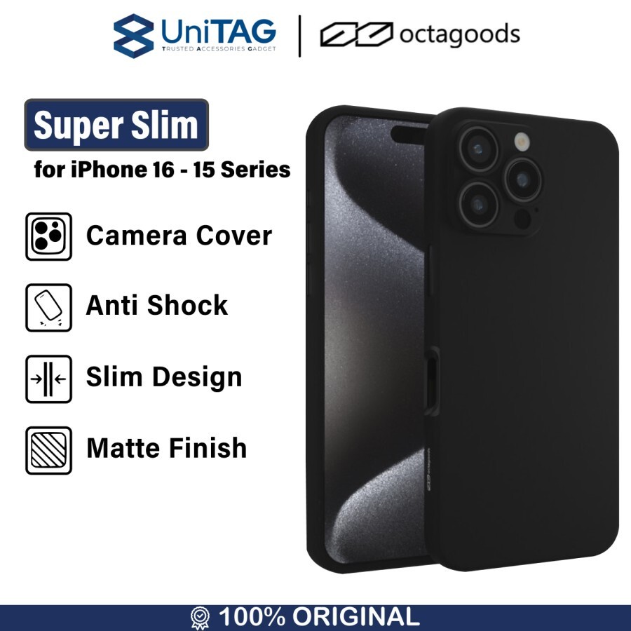 Octagoods iPhone 15 Plus Case Super Slim - Matte Black