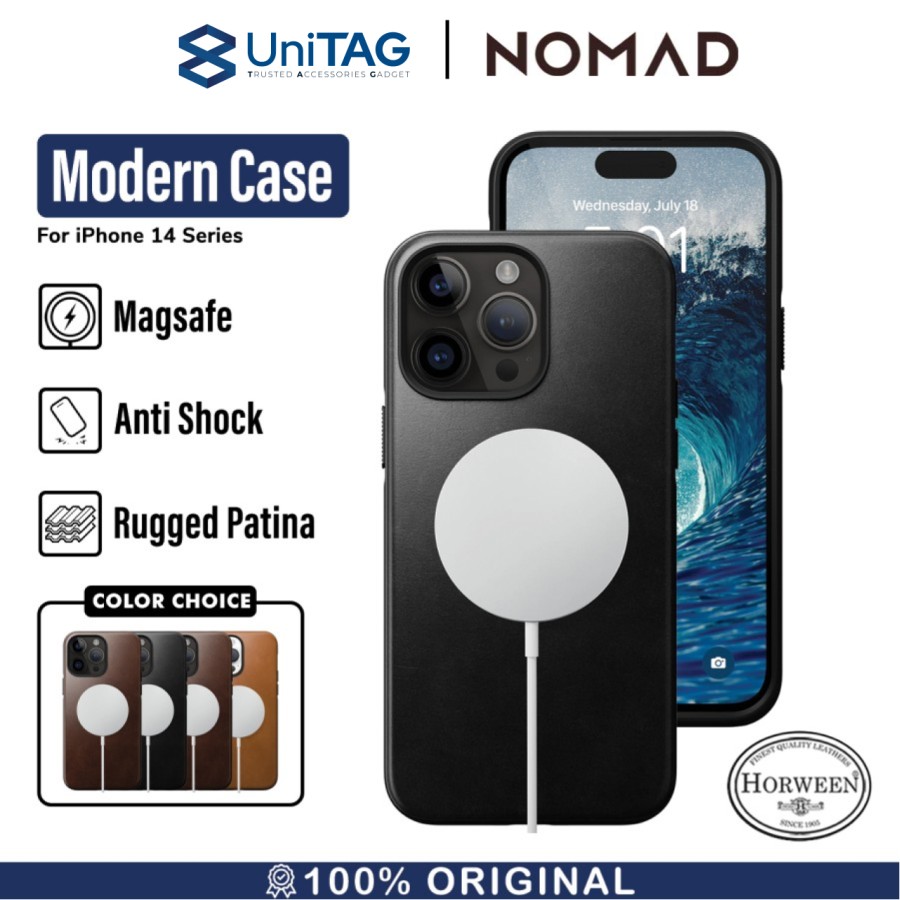Case iPhone 14 Pro Max Plus Nomad Modern Leather Hybrid MagSafe Casing