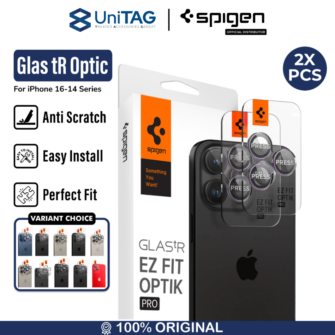 Spigen iPhone 15 / 15 Plus / 14 / 14 Plus Camera Lens Protector Camera Ring with Tray 2 Pack GlastR EZ Fit Optik Pro - Black AGL05213