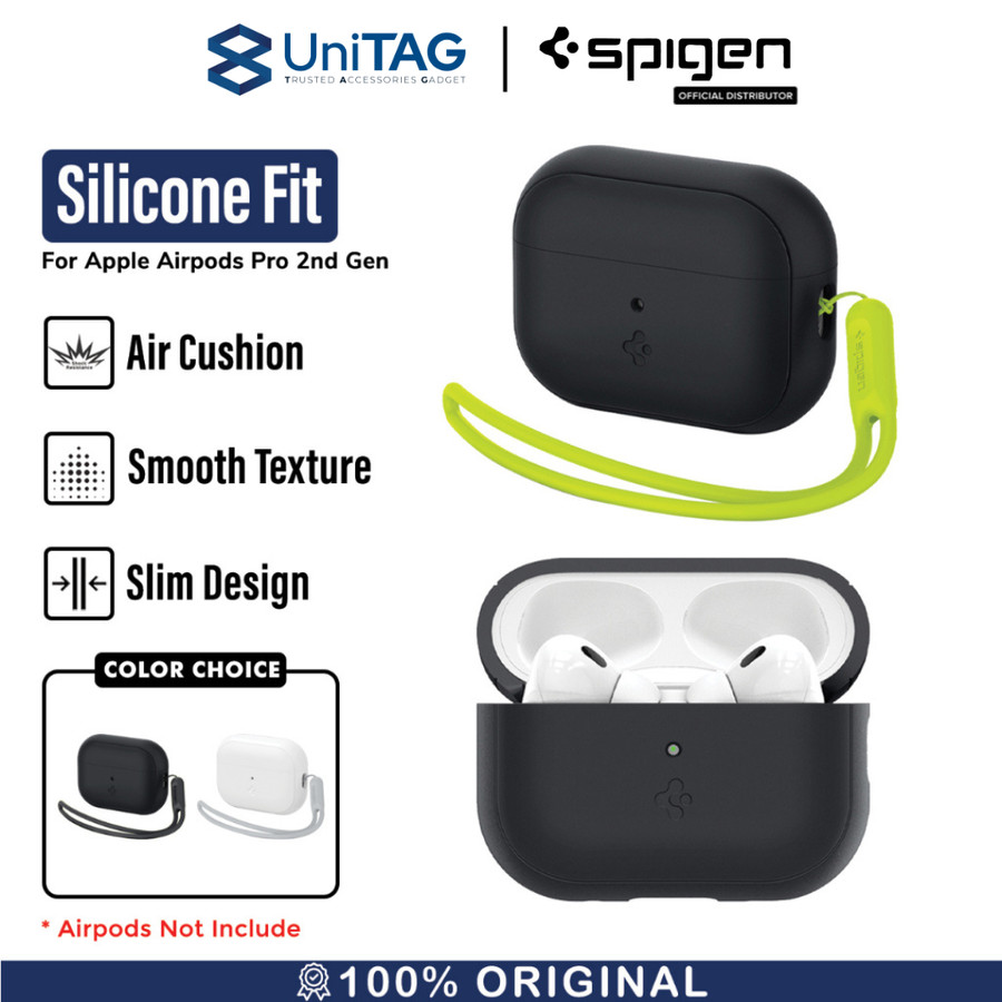 Spigen AirPods Pro 2 Case with Strap Black Silicone Fit - Black ACS05479-1