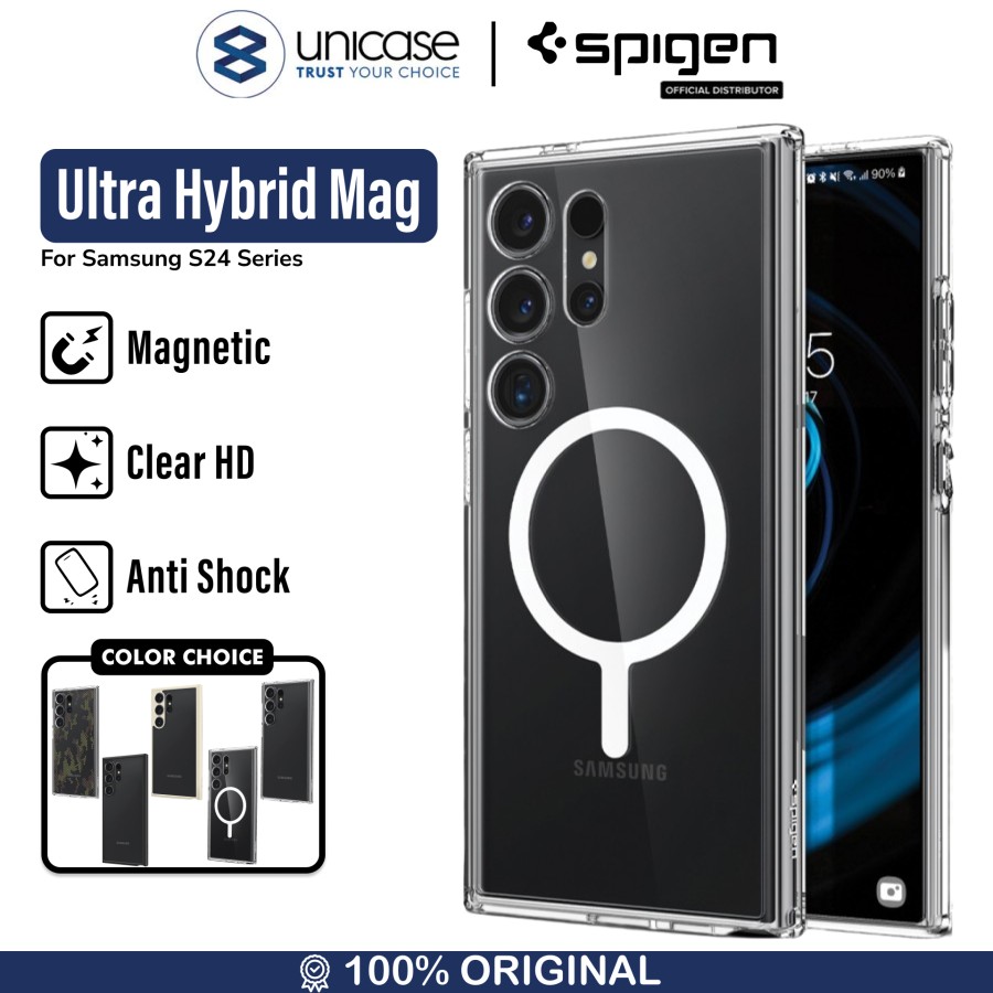 Spigen Galaxy S24 Ultra Case Magsafe Ultra Hybrid Metal Ring (MagFit) - White ACS07297