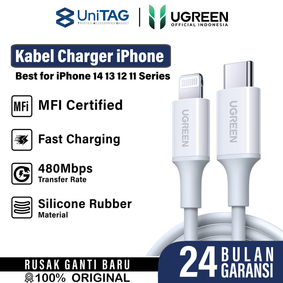 UGREEN Kabel Charger Lightning - USB C 3A 0.5m - White US171 60747
