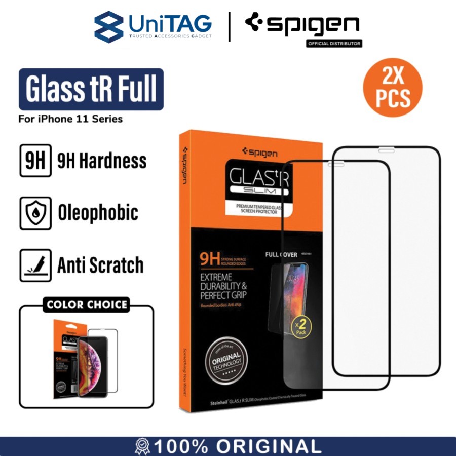 Spigen iPhone 11 / XR Tempered Glass Full Cover 2 Pack GlastR Slim - Black 064GL25102