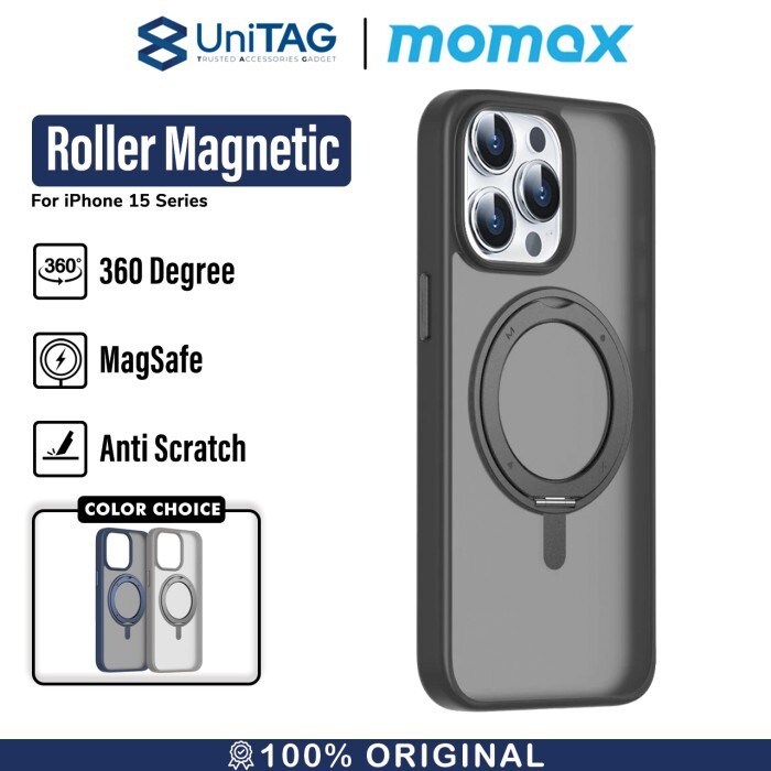 Momax iPhone 15 Pro Case Magsafe Stand CaseForm Roller Magnetic - Black MRAP23MD