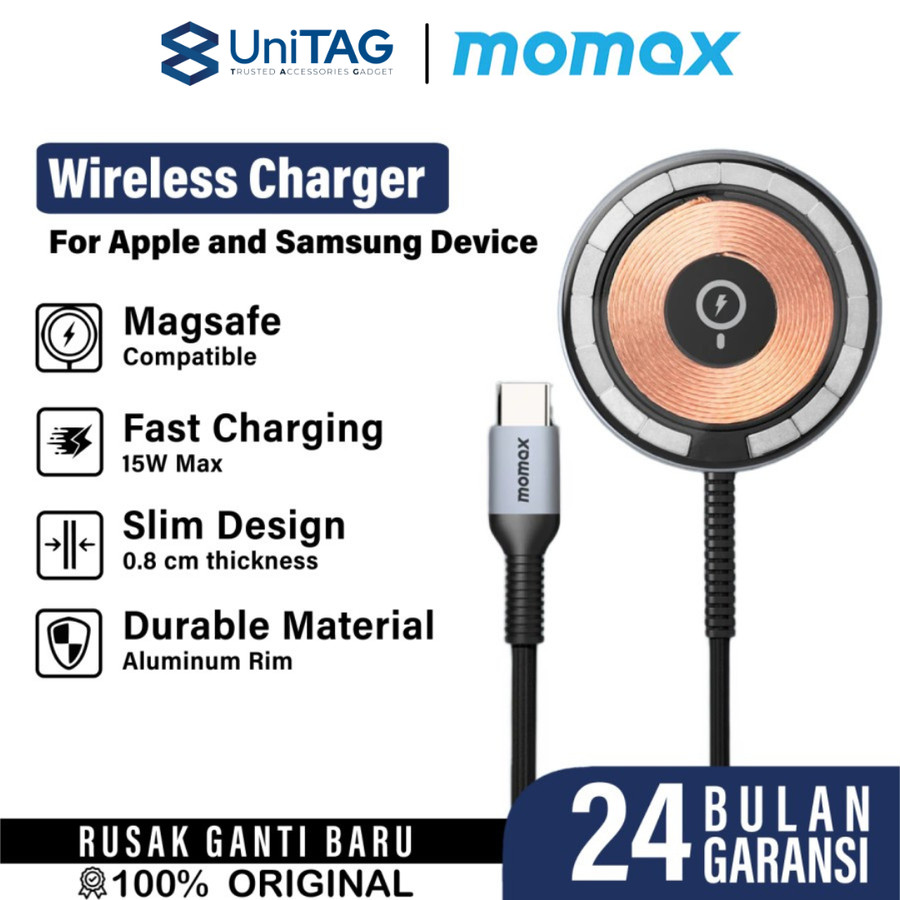 Momax Magsafe Wireless Charger Transparent 15W Q.Mag Transparent - Dark Grey UD21E