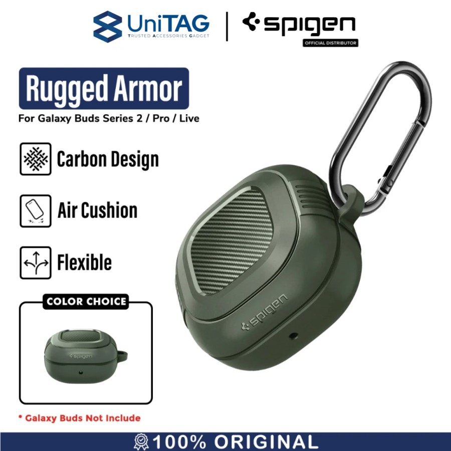 Spigen Galaxy Buds Core / FE / 2 Pro / 2 / Pro / Live Case Rugged Armor - Military Green ASD02474