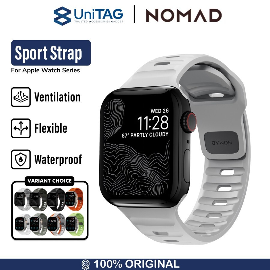 Nomad Apple Watch 49mm / 46mm / 45mm / 44mm / 42mm (Series 3 / 2 / 1) Strap Sport Band - Lunar Gray NM01958185