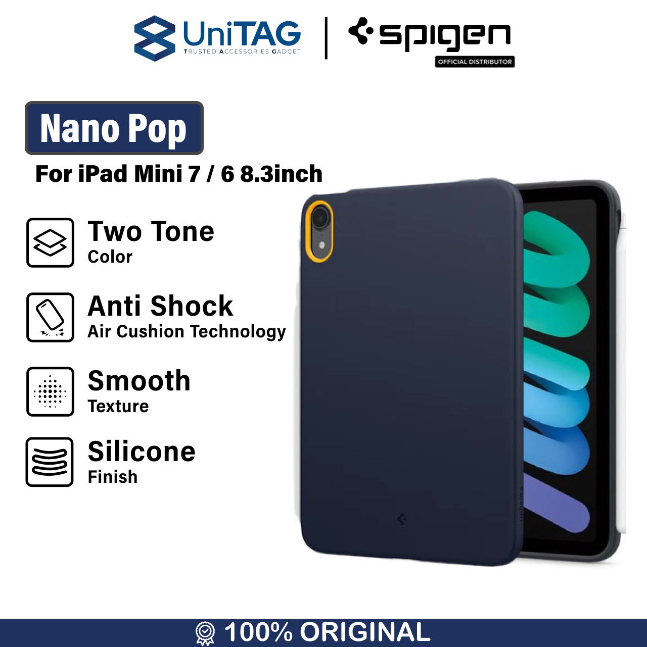Spigen iPad Mini 7 / 6 Case Nano Pop - Black Sesame ACS09230-1