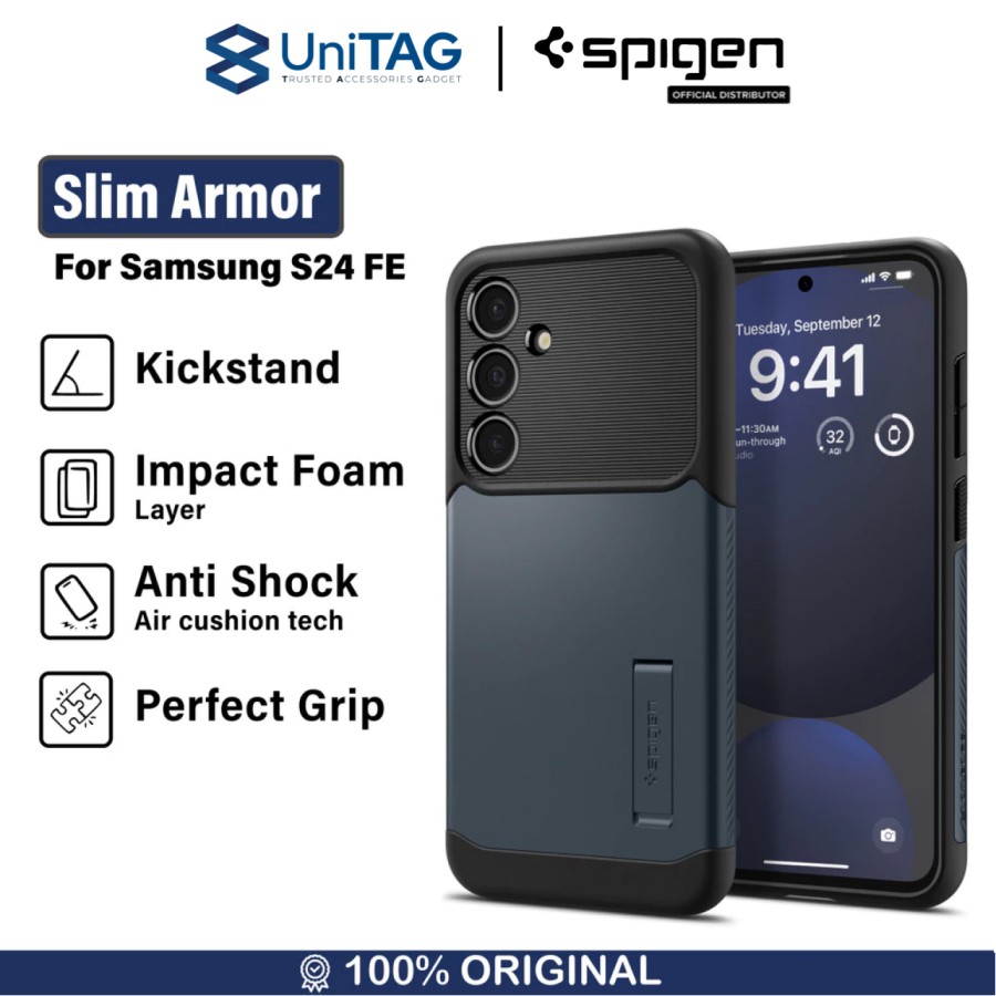 Spigen Galaxy S24 FE Case Stand Slim Armor - Metal Slate ACS08563