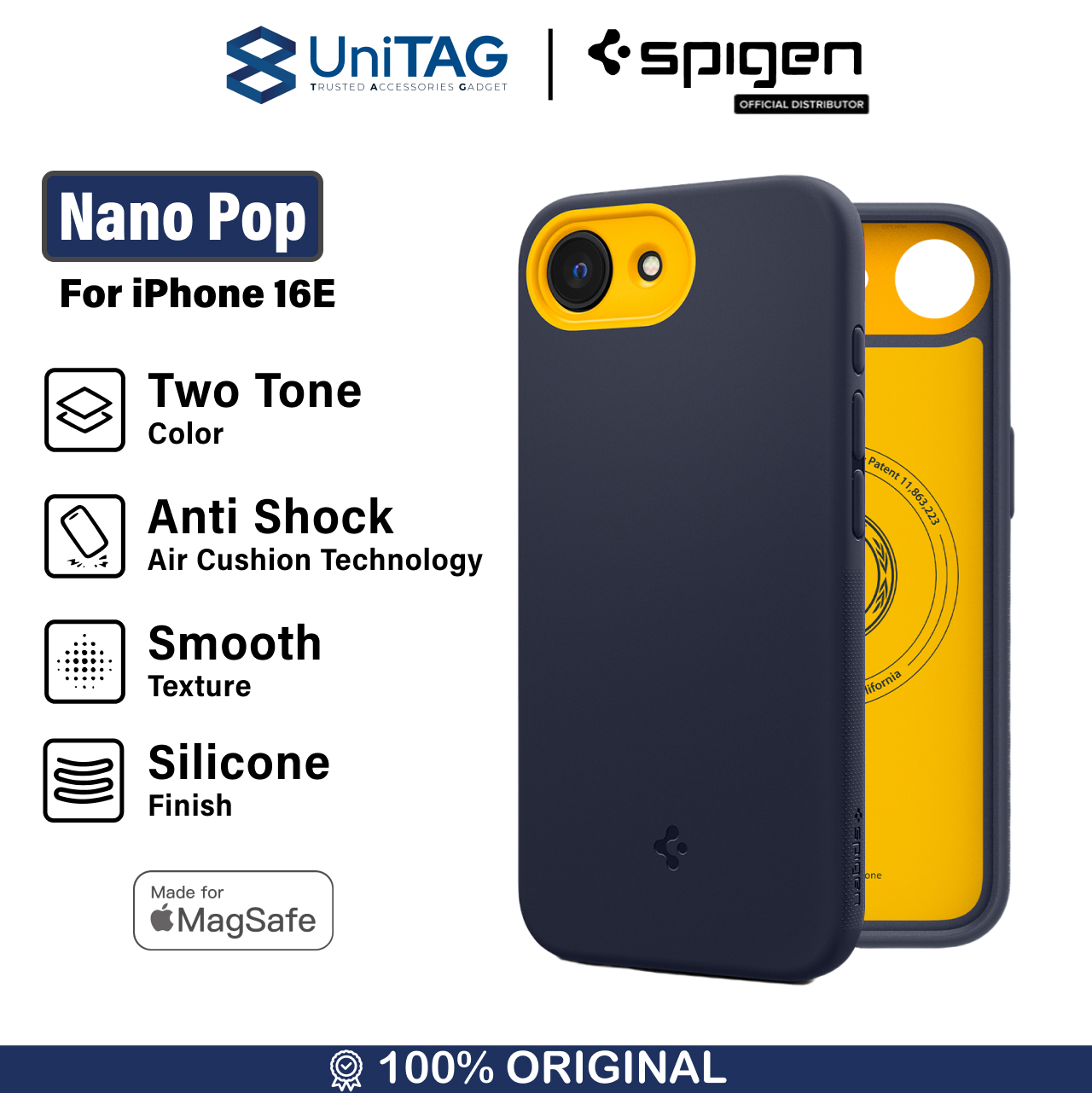 Spigen iPhone 16e Case Magsafe Nano Pop MagFit - Blueberry Navy ACS09154