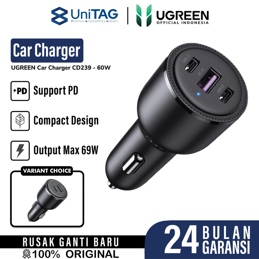 UGREEN Car Charger 69W 1A 2C - Black CD239 20467