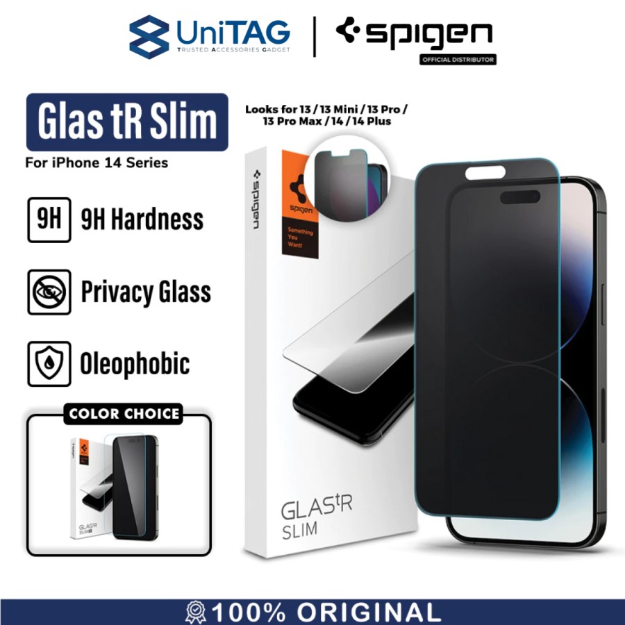 Spigen iPhone 14 Pro Tempered Glass Privacy 1 Pack GlastR Slim HD - Anti Glare Privacy AGL05223