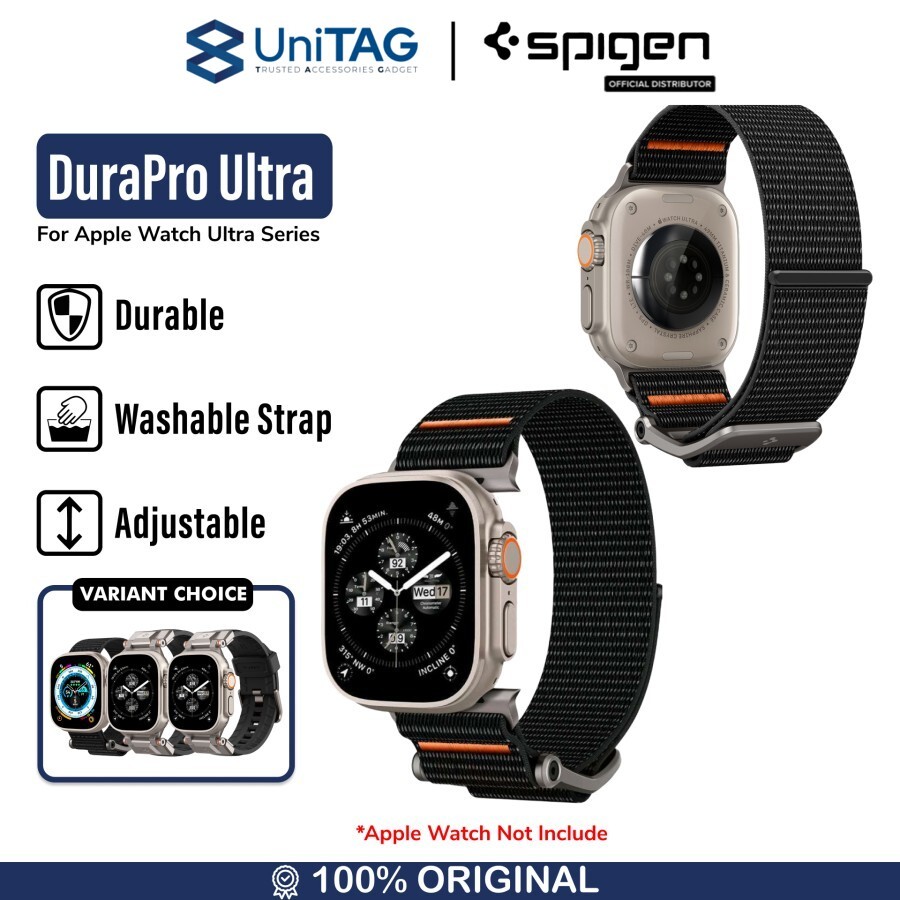 Spigen Apple Watch 49mm / 46mm / 45mm / 44mm / 42mm (Series 3 / 2 / 1) Strap DuraPro Armor PU - Black AMP07591
